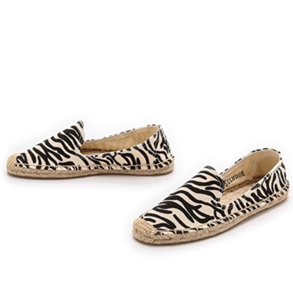 Soludos Canvas Zebra Stripe Smoking Slipper Espadrilles size 7